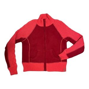 Columbia zippered sweater orange and red